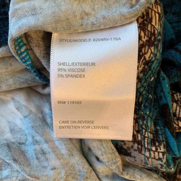 Claudia Ev teal print top Size 2X - Picture 5 of 5